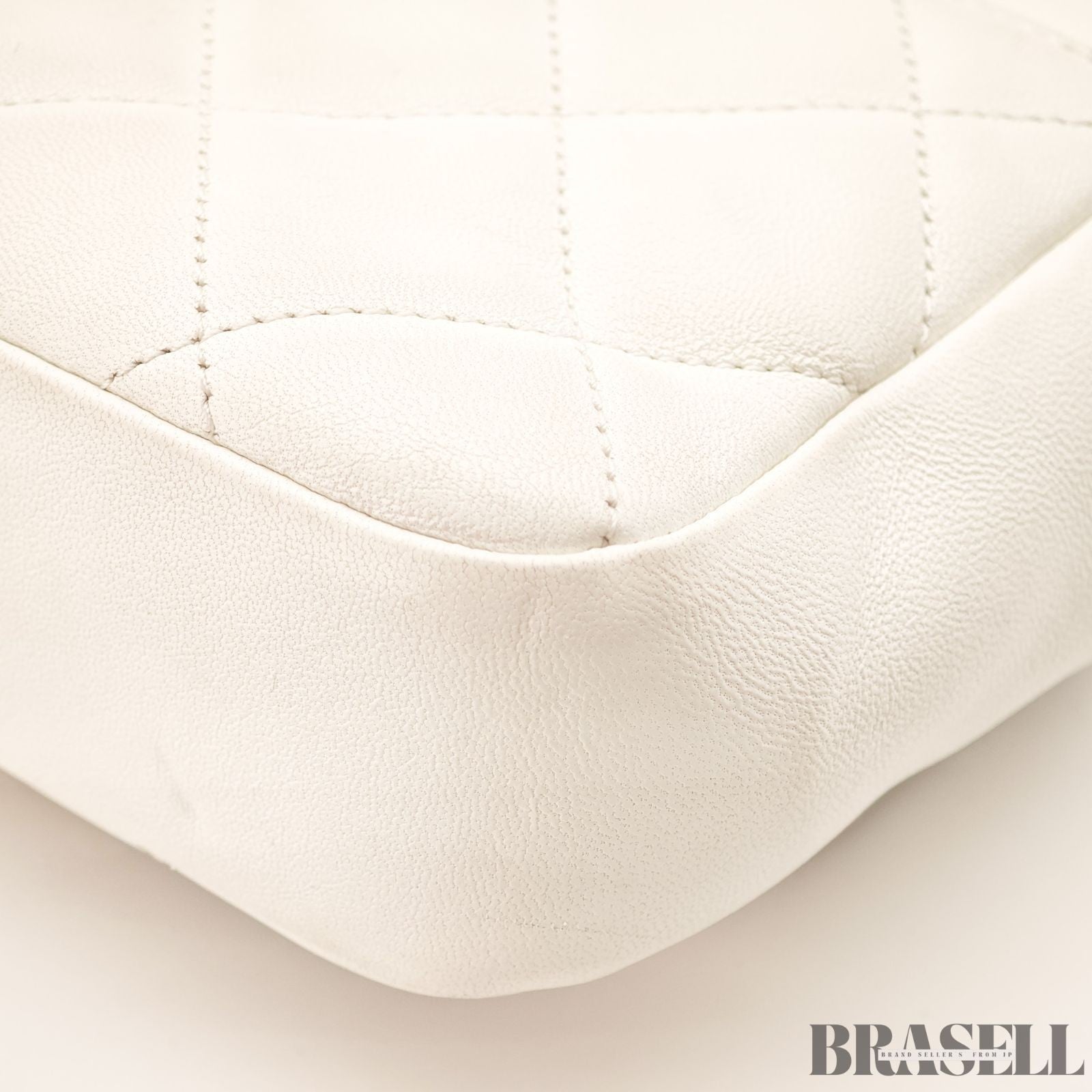 CHANEL Matelassé Top Handle Bag Handbag Shoulder Bag 2Way Lambskin White