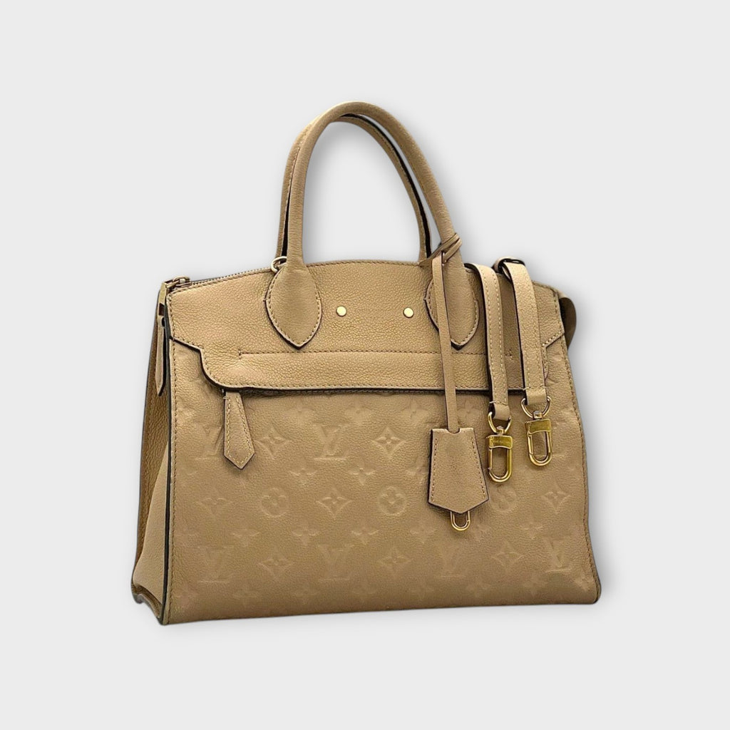 Louis Vuitton Pont-Neuf MM Monogram Empreinte Beige 2Way Handbag 【A】