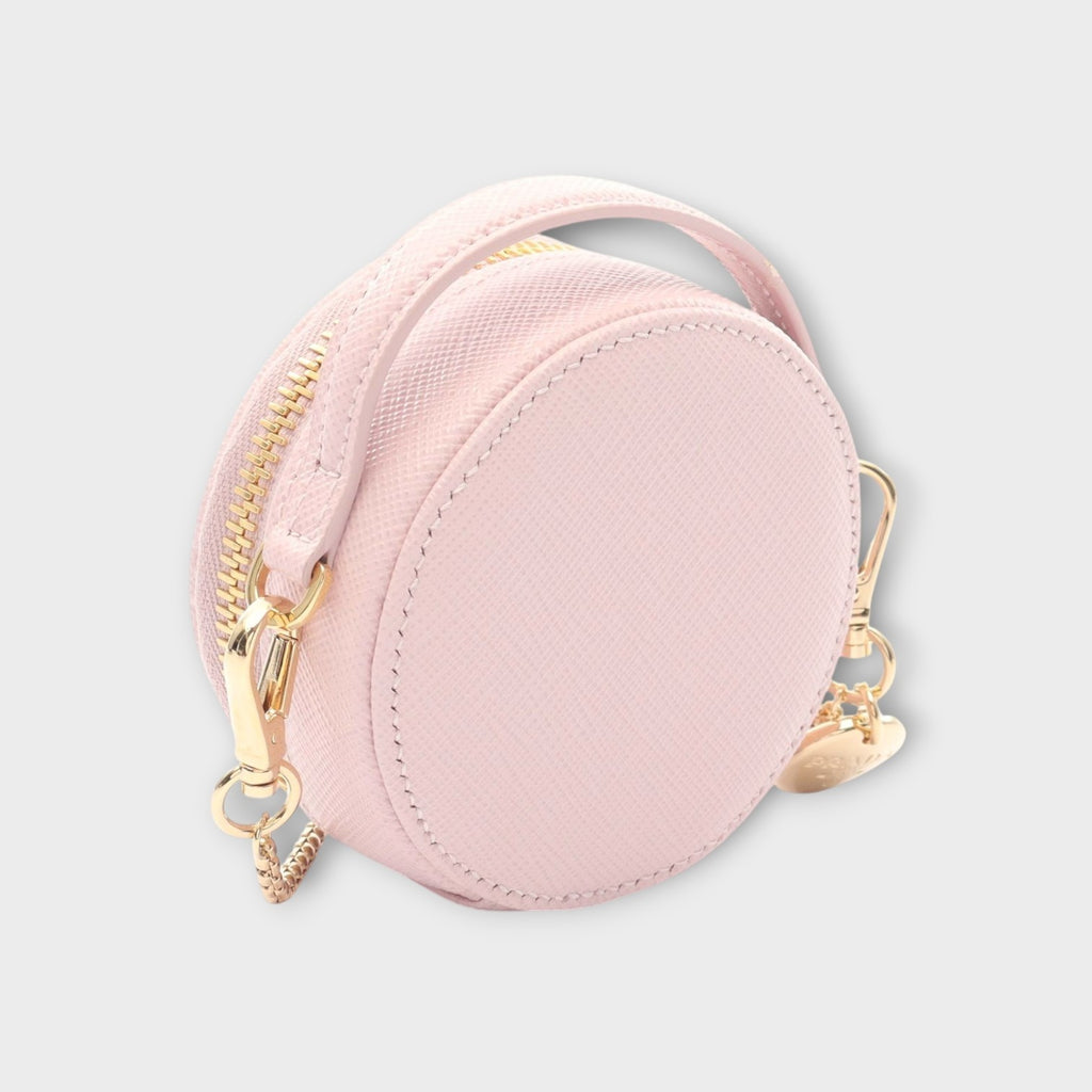 Prada Triangle Mini Pouch Shoulder Bag Saffiano Leather Pink 1NR023 【N】