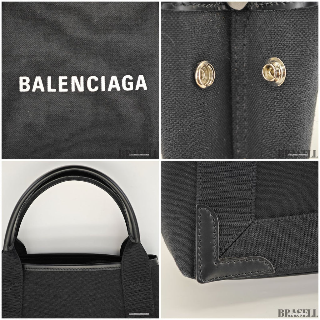 BALENCIAGA Navy Cabas XS 390346-1000 Handbag/Shoulder Bag 2-Way Black