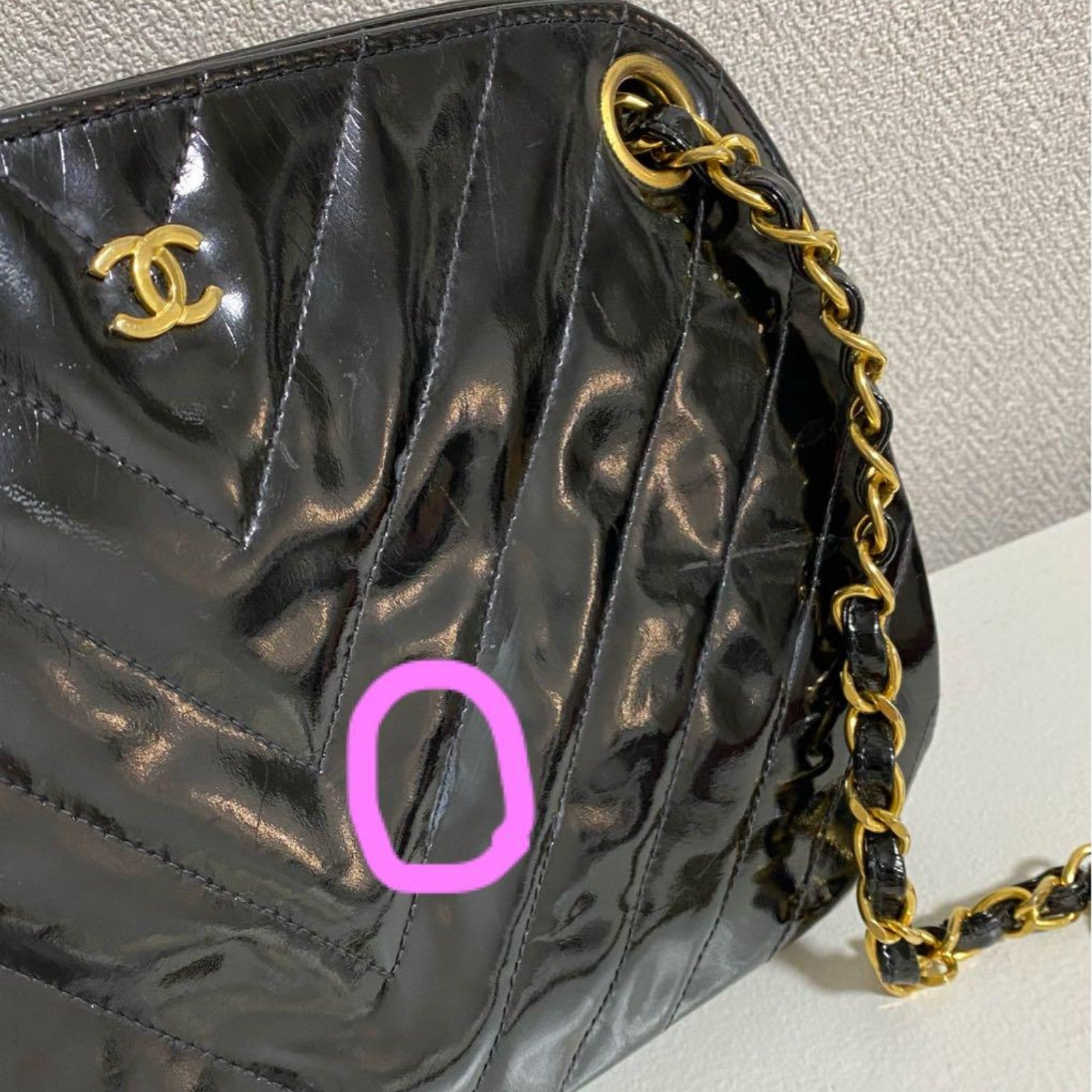 CHANEL Shoulder Bag Leather Rare Clasp Enamel Vintage