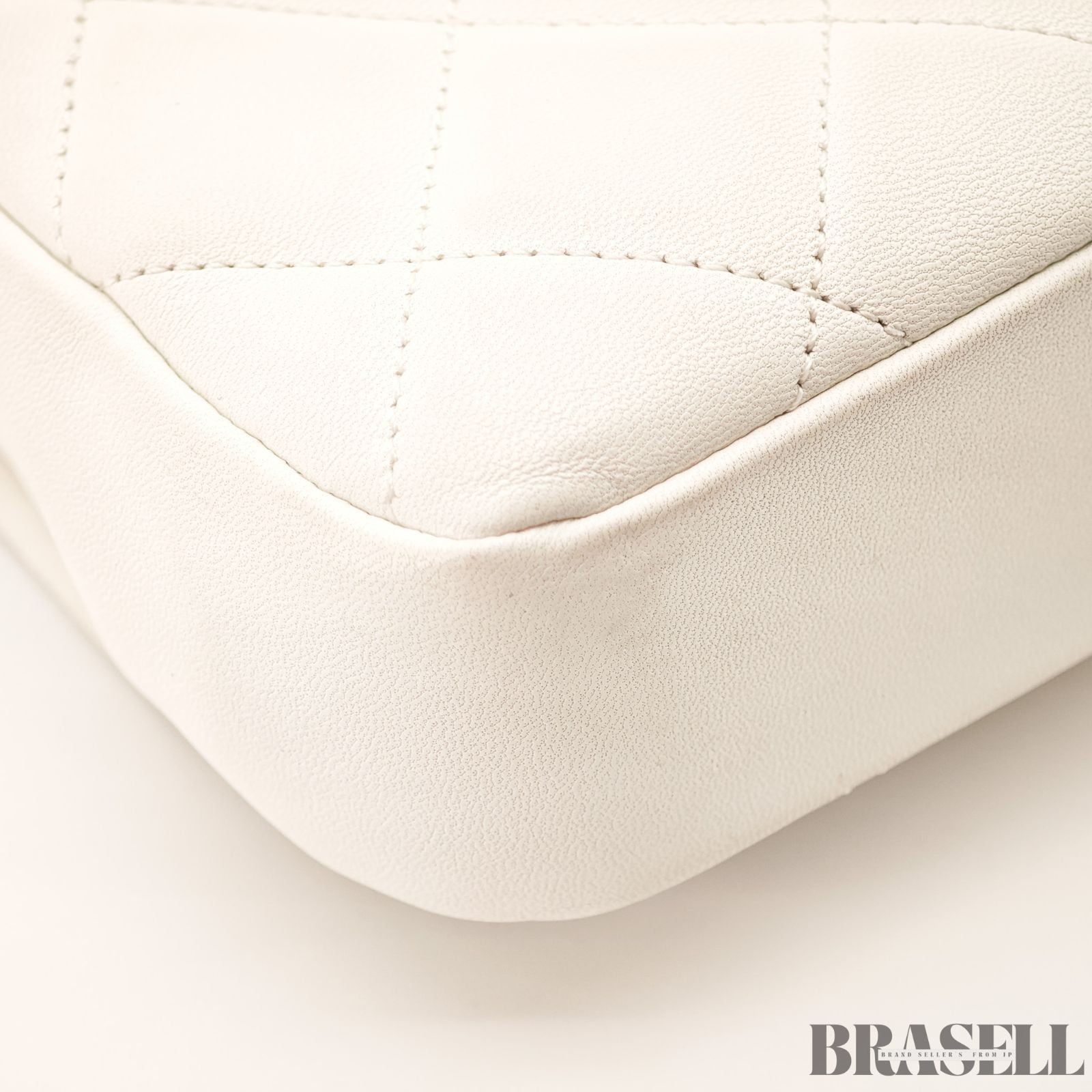 CHANEL Matelassé Top Handle Bag Handbag Shoulder Bag 2Way Lambskin White