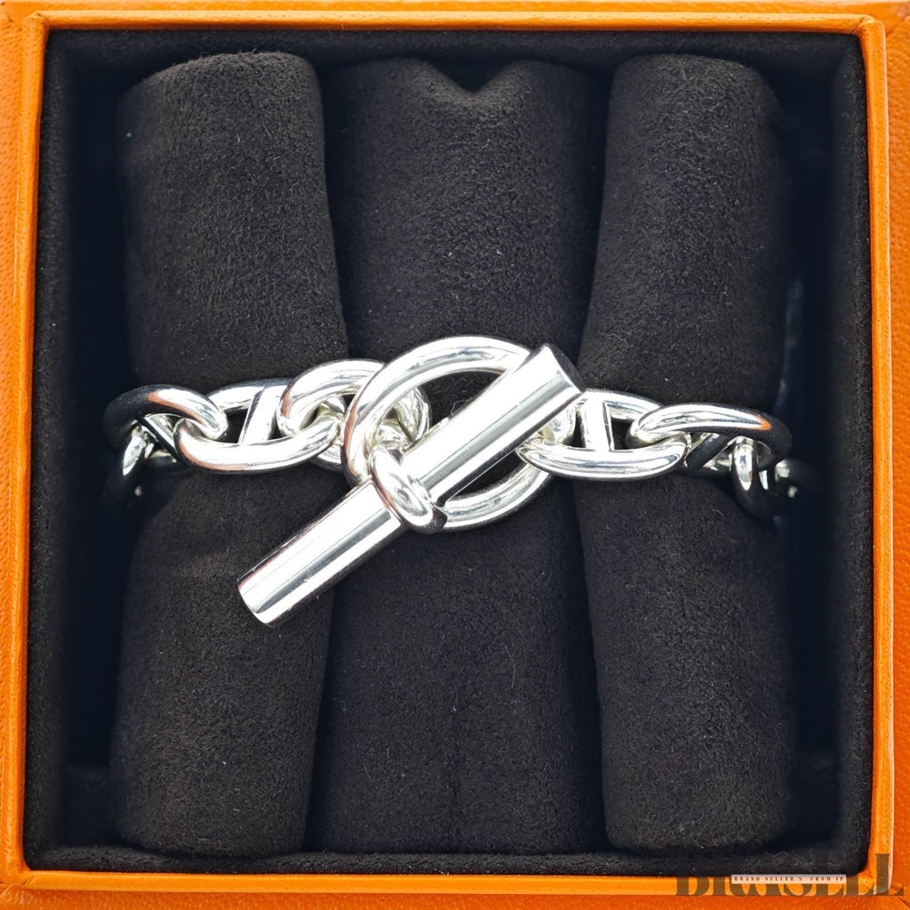 Hermès Chaine d’Ancre Bracelet MM 14 Links Silver 925 52.4g 240079 w/Box & Tag