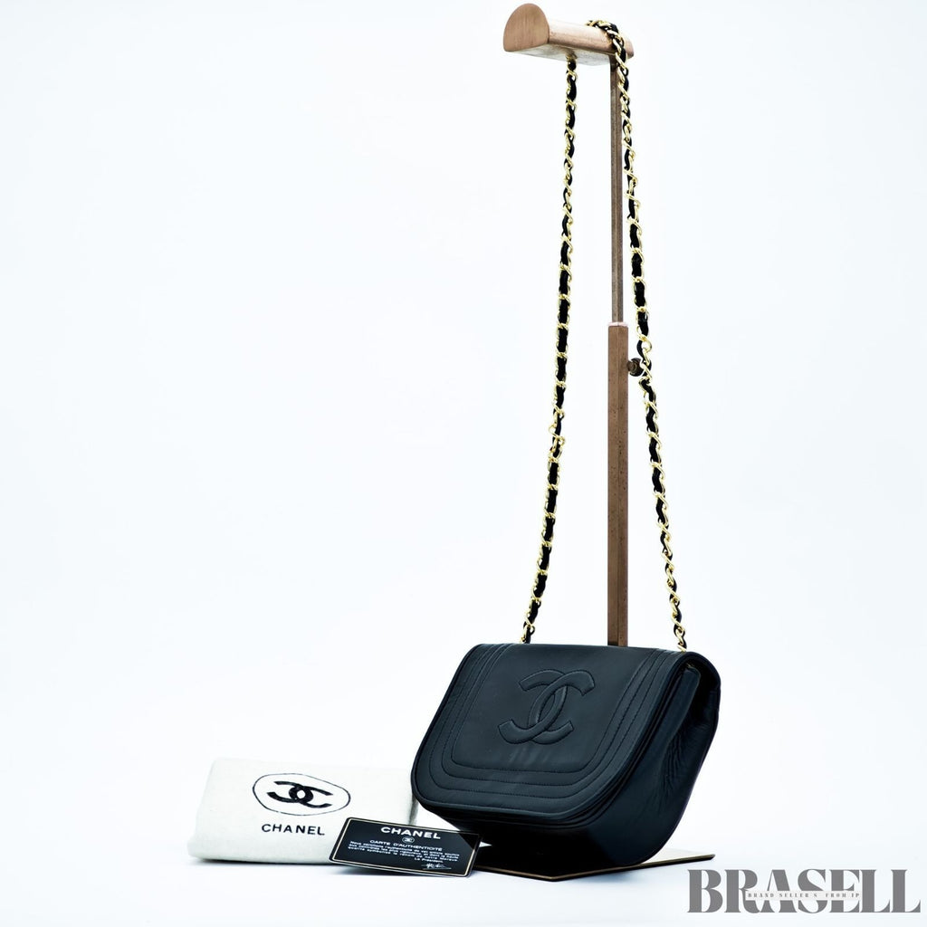 Chanel Chain Shoulder Diana Lambskin Shoulder Bag Flap Compact Black Women