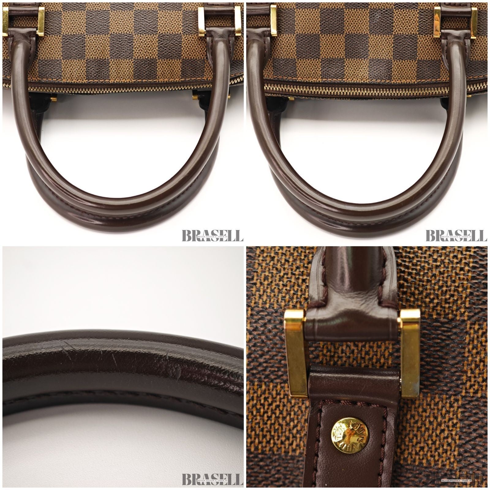 LOUIS VUITTON Logo Ribera MM Hand Bag Damier Ebene Leather Brown N41434 Spain