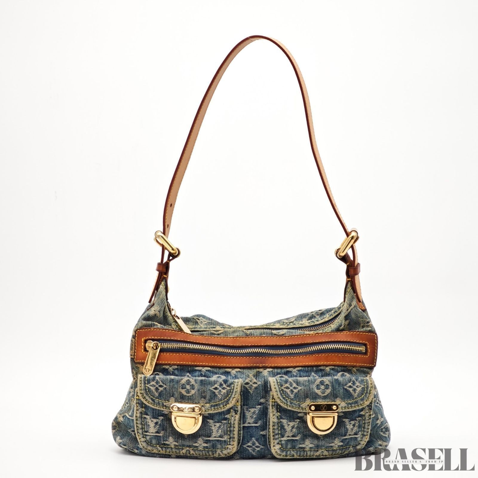 LOUIS VUITTON Buggy PM Shoulder Bag Monogram Denim Leather Blue M95049 France