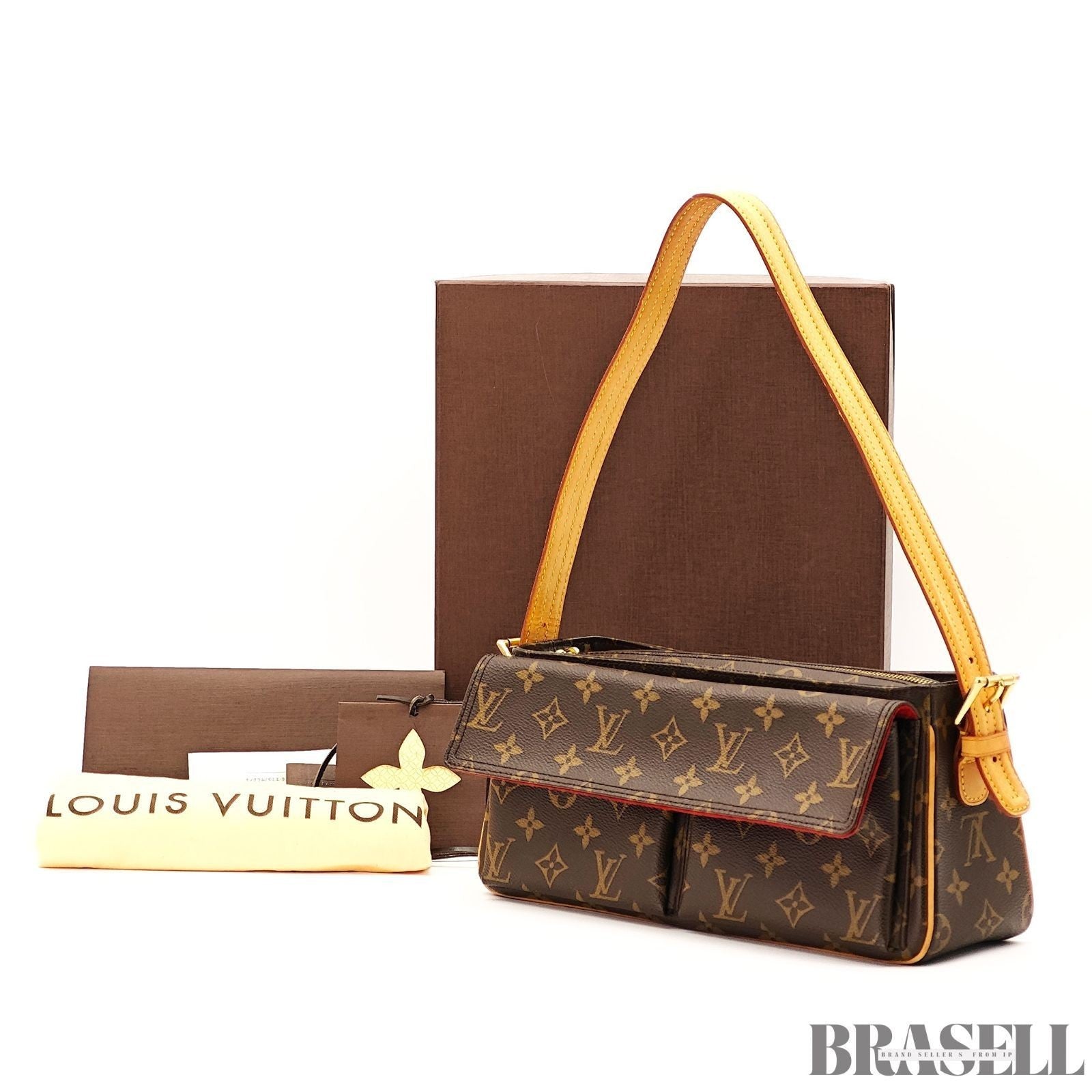 Louis Vuitton Vivacite MM M51164 Bag Handbag Monogram Brown With Box Dust Bag