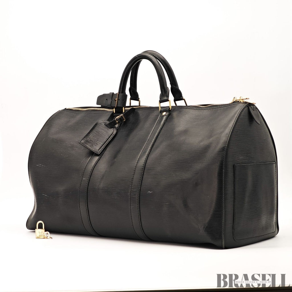 Louis Vuitton Epi Keepall 50 Black Boston Travel Bag Large Leather M42962