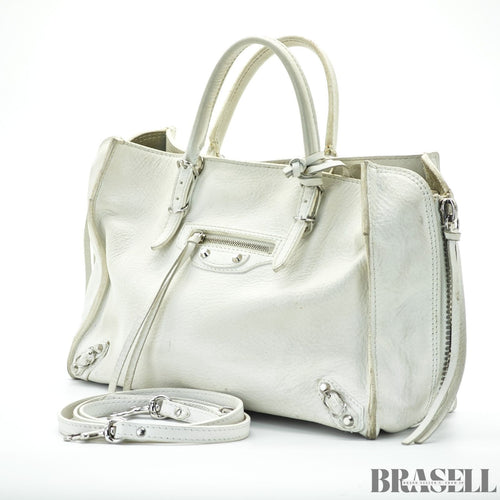BALENCIAGA 2-Way Handbag Shoulder Bag Paper A4 370926 Ivory Women's