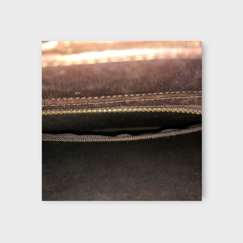 CHANEL Matelassé Lambskin Chain Shoulder Bag Fringe Gold Coco Mark Brown 【B】