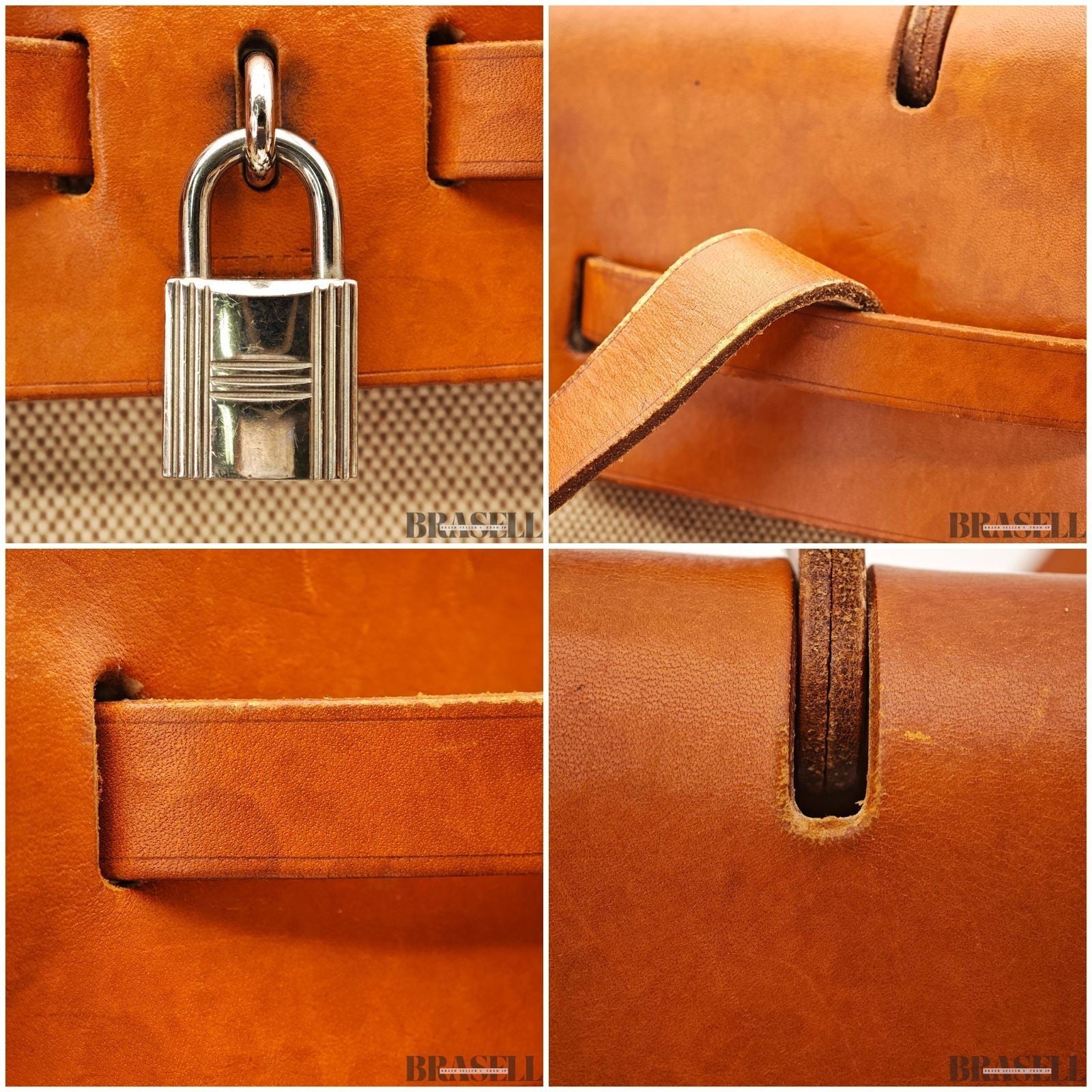 Hermès Herbag MM Handbag Trapezoid Canvas Large Beige Unisex With Padlock