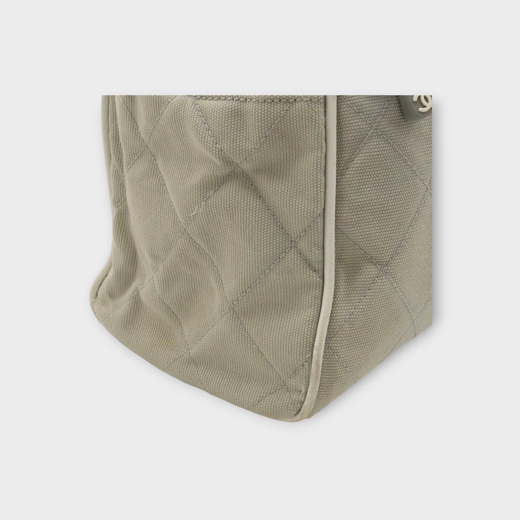 CHANEL Sports Line Matelasse Mini Boston Bag Canvas Leather Gray A15457 【B】