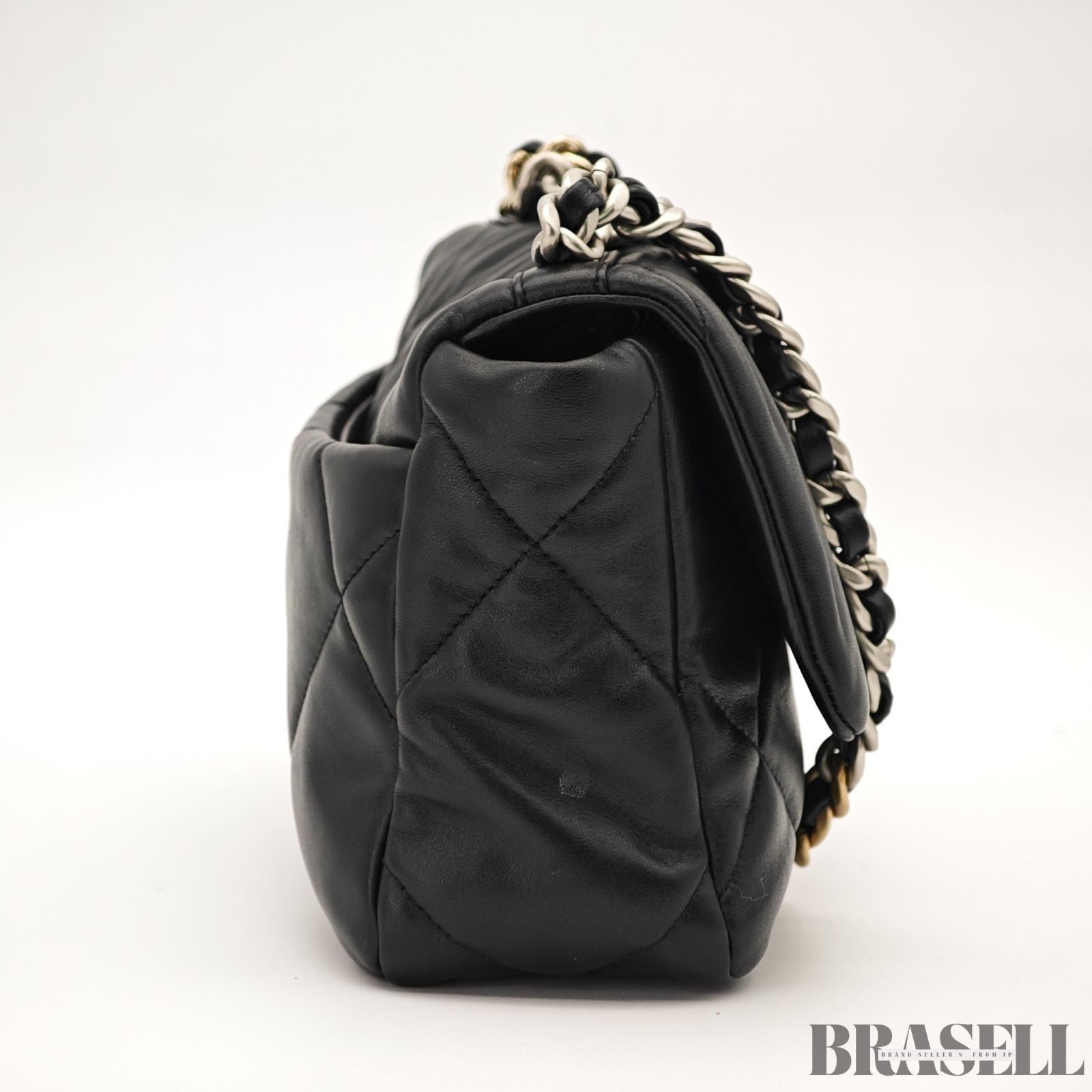 CHANEL 19 Matelasse 2way Chain Shoulder Bag Handbag AS1160 Leather Black
