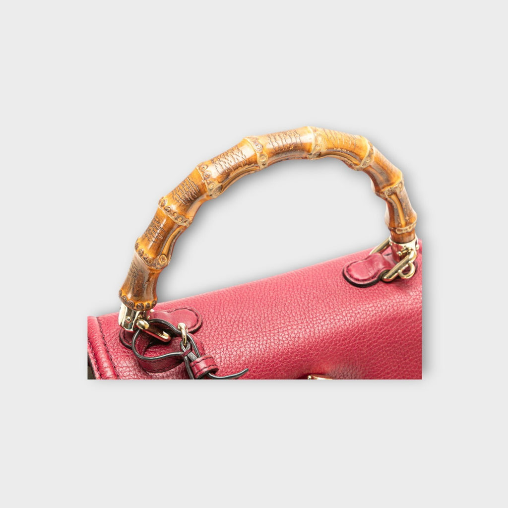 GUCCI New Bamboo Handbag Shoulder Bag 2WAY 256805 Bordeaux Leather【B】