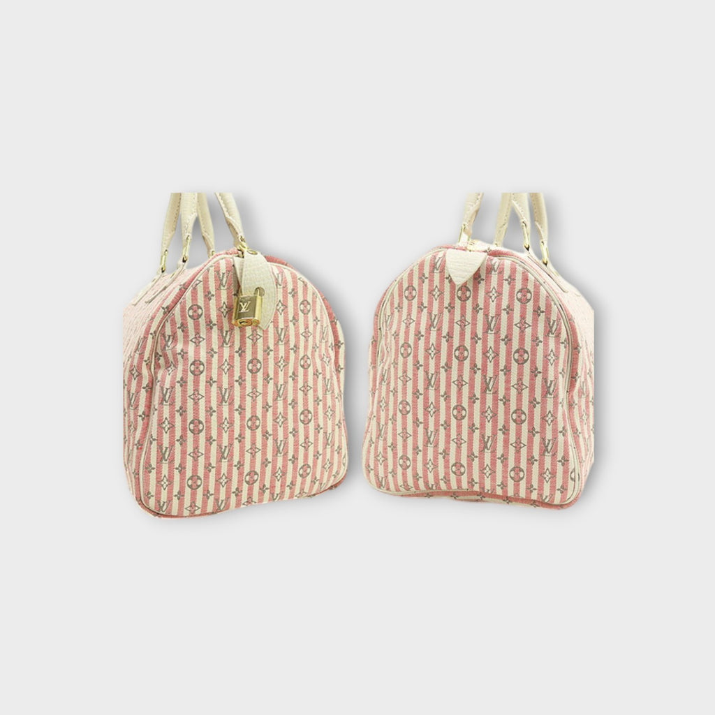 Louis Vuitton Monogram Mini Lin Croisette Speedy 30 Handbag Pink White M95501【S】