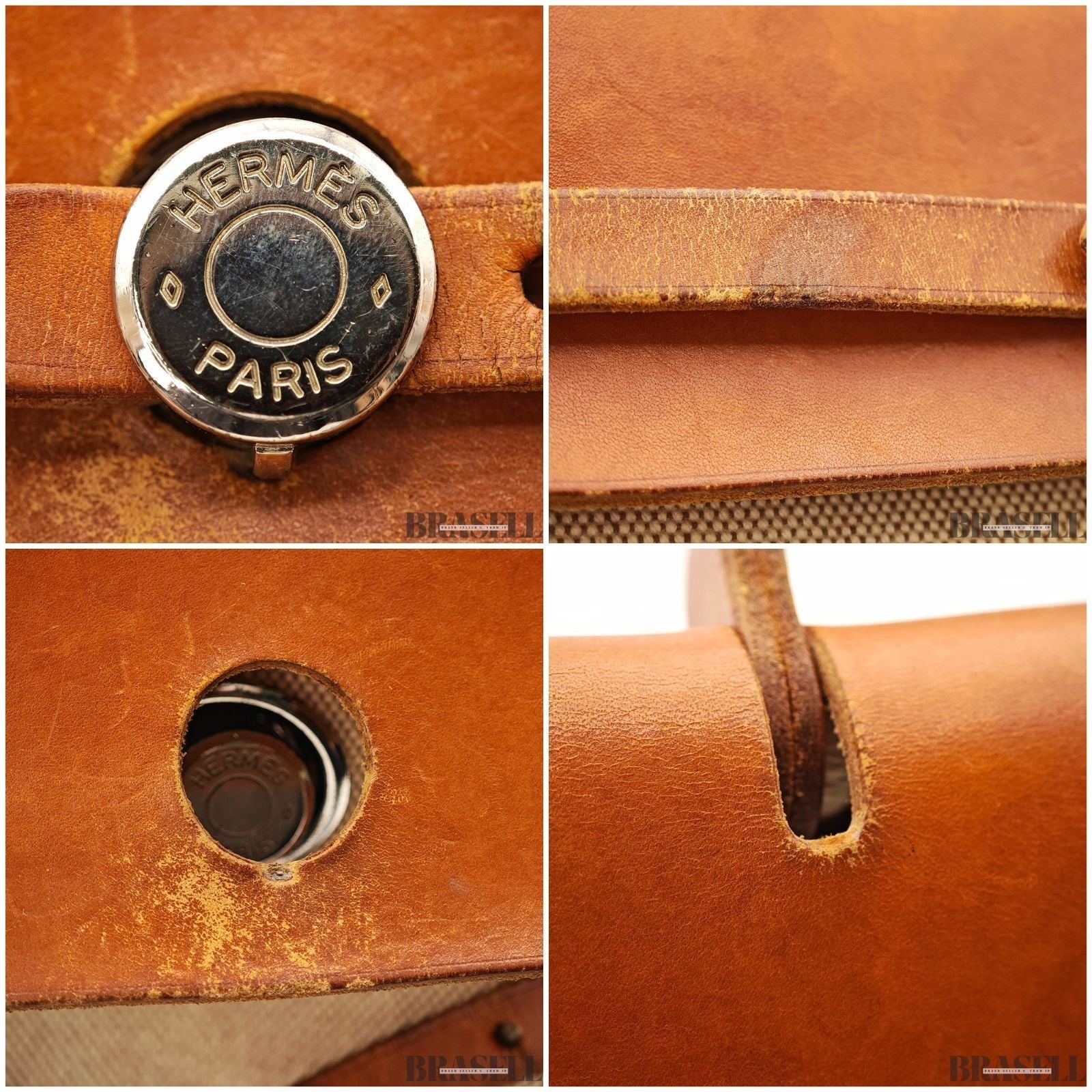 Hermès Herbag MM Handbag Trapezoid Canvas Large Beige Unisex With Padlock