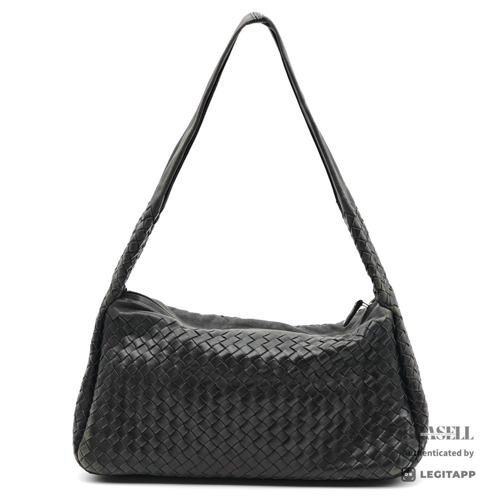 BOTTEGA VENETA Intrecciato Leather Black Shoulder Bag 【ImportFeeFREE】