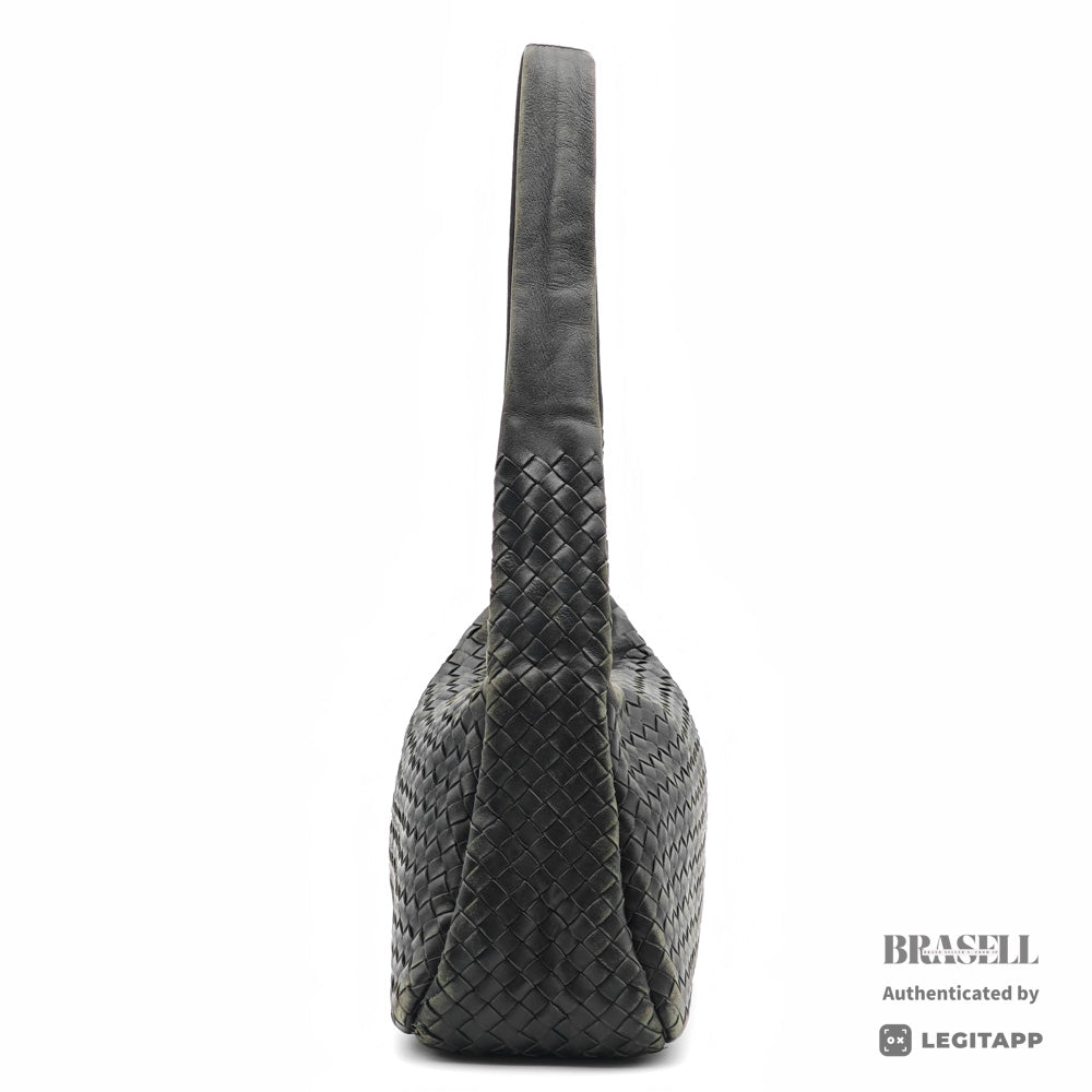 BOTTEGA VENETA Intrecciato Leather Black Shoulder Bag 【ImportFeeFREE】