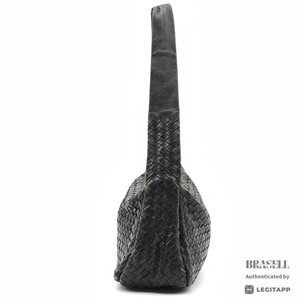 BOTTEGA VENETA Intrecciato Leather Black Shoulder Bag 【ImportFeeFREE】