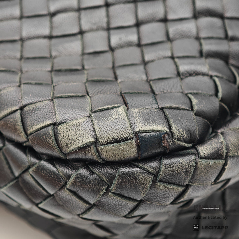 BOTTEGA VENETA Intrecciato Leather Black Shoulder Bag 【ImportFeeFREE】