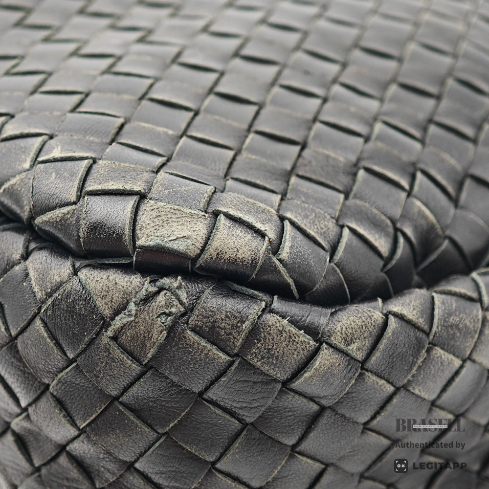 BOTTEGA VENETA Intrecciato Leather Black Shoulder Bag 【ImportFeeFREE】
