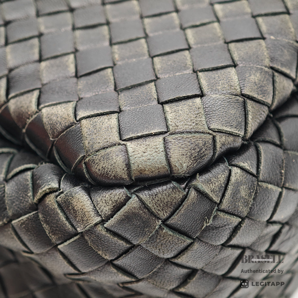BOTTEGA VENETA Intrecciato Leather Black Shoulder Bag 【ImportFeeFREE】