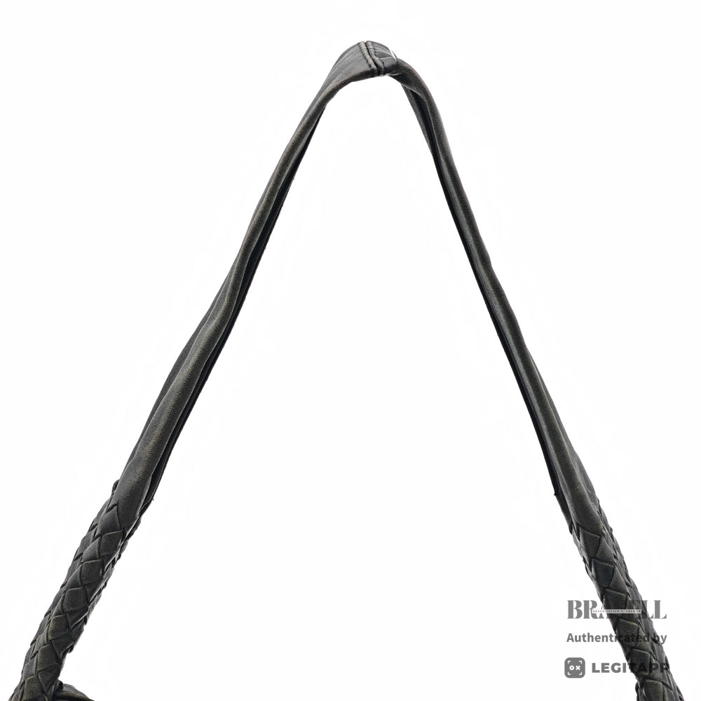 BOTTEGA VENETA Intrecciato Leather Black Shoulder Bag 【ImportFeeFREE】