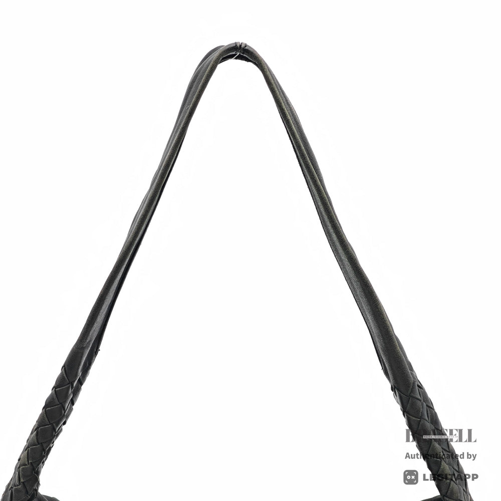 BOTTEGA VENETA Intrecciato Leather Black Shoulder Bag 【ImportFeeFREE】