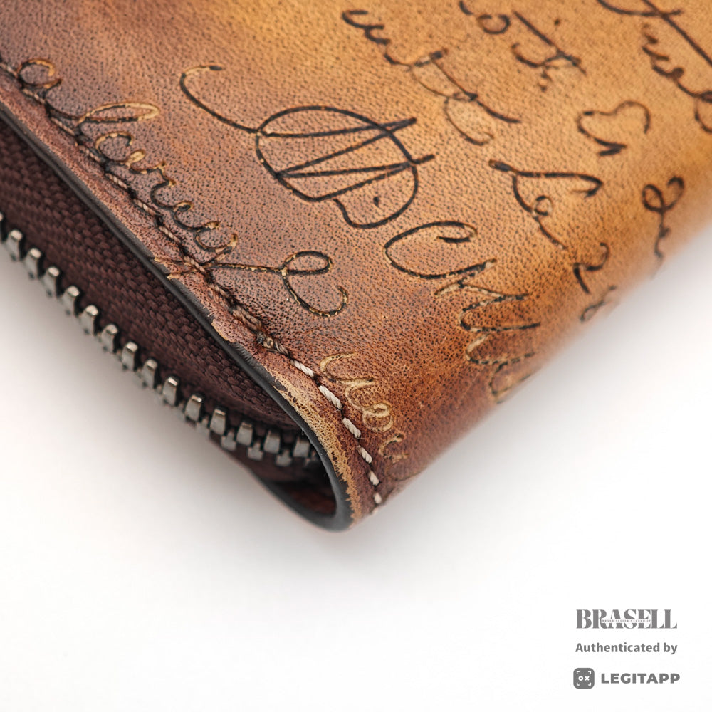 Berluti Itauba Calligraphy Long Wallet Brown Leather【ImportFeeFREE】