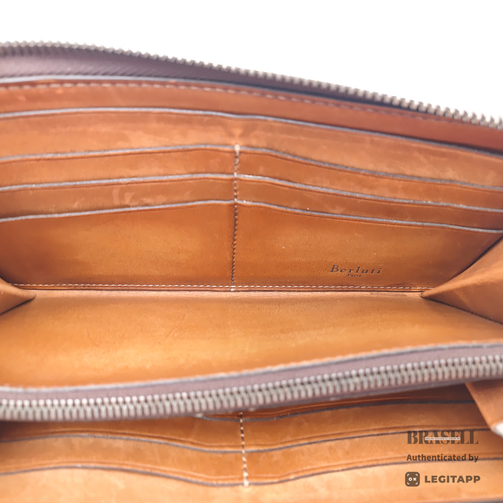 Berluti Itauba Calligraphy Long Wallet Brown Leather【ImportFeeFREE】