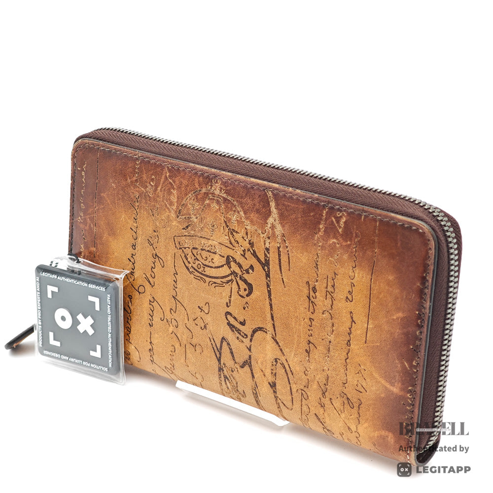 Berluti Itauba Calligraphy Long Wallet Brown Leather【ImportFeeFREE】