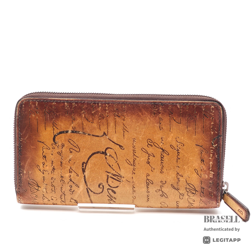 Berluti Itauba Calligraphy Long Wallet Brown Leather【ImportFeeFREE】