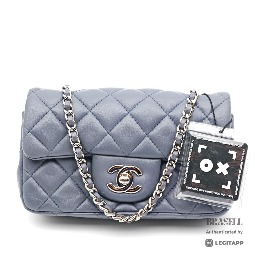 Chanel Mini Matelasse Chain Shoulder Bag Grey Lambskin【ImportFeeFREE】