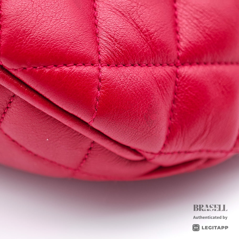 CHANEL Matelasse Quilted Lambskin Leather Red Waist Bag 【ImportFeeFREE】