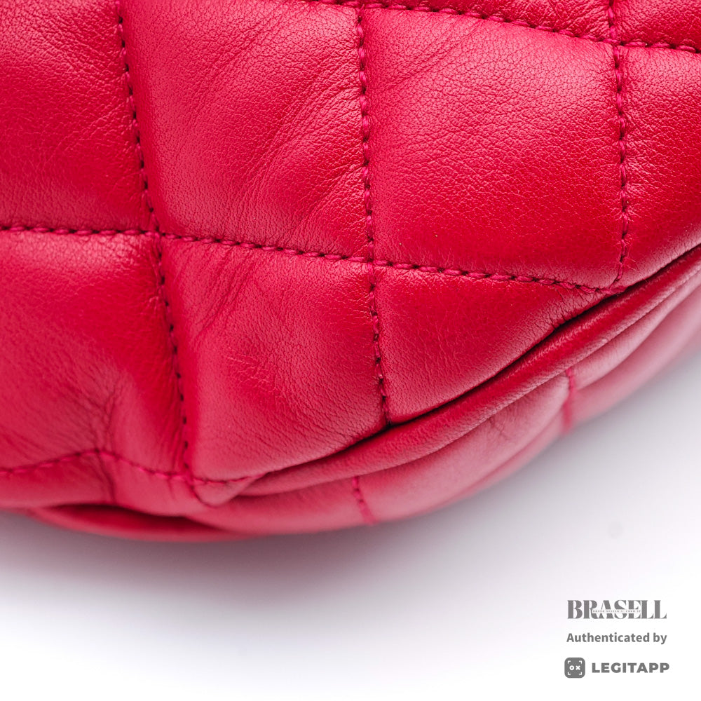 CHANEL Matelasse Quilted Lambskin Leather Red Waist Bag 【ImportFeeFREE】