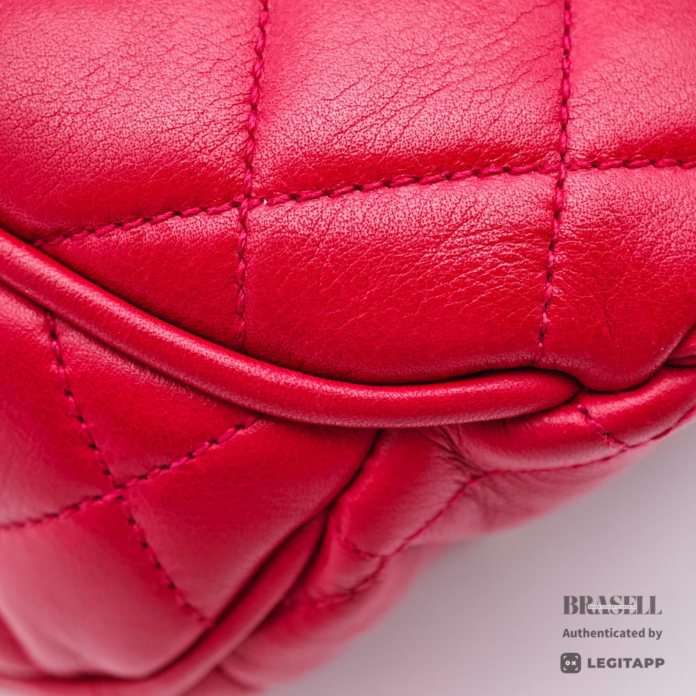 CHANEL Matelasse Quilted Lambskin Leather Red Waist Bag 【ImportFeeFREE】