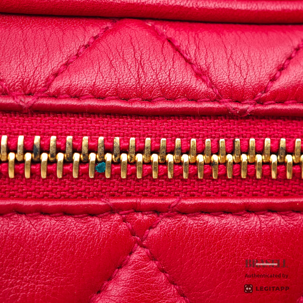 CHANEL Matelasse Quilted Lambskin Leather Red Waist Bag 【ImportFeeFREE】