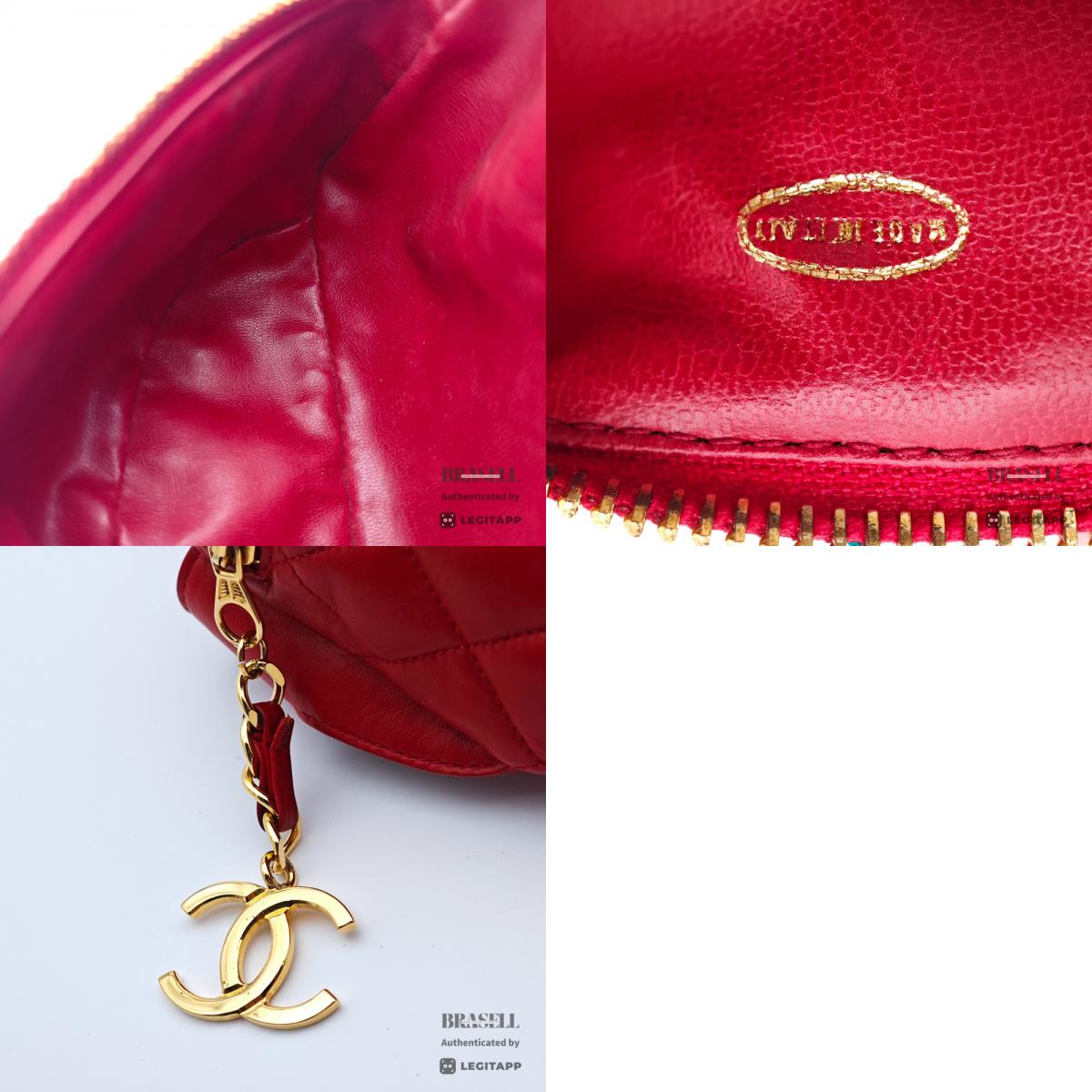 CHANEL Matelasse Quilted Lambskin Leather Red Waist Bag 【ImportFeeFREE】
