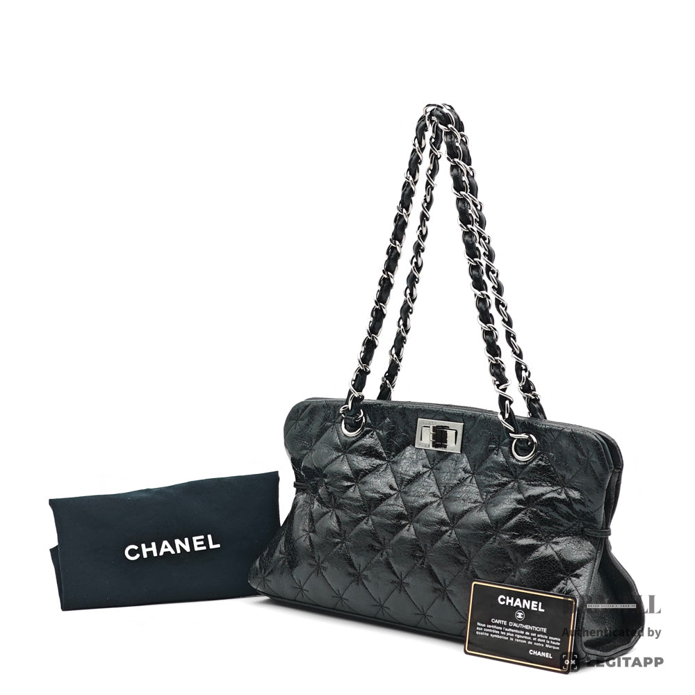 CHANEL 2.55 Matelasse Patent Leather Chain Shoulder Bag Black 【ImportFeeFREE】
