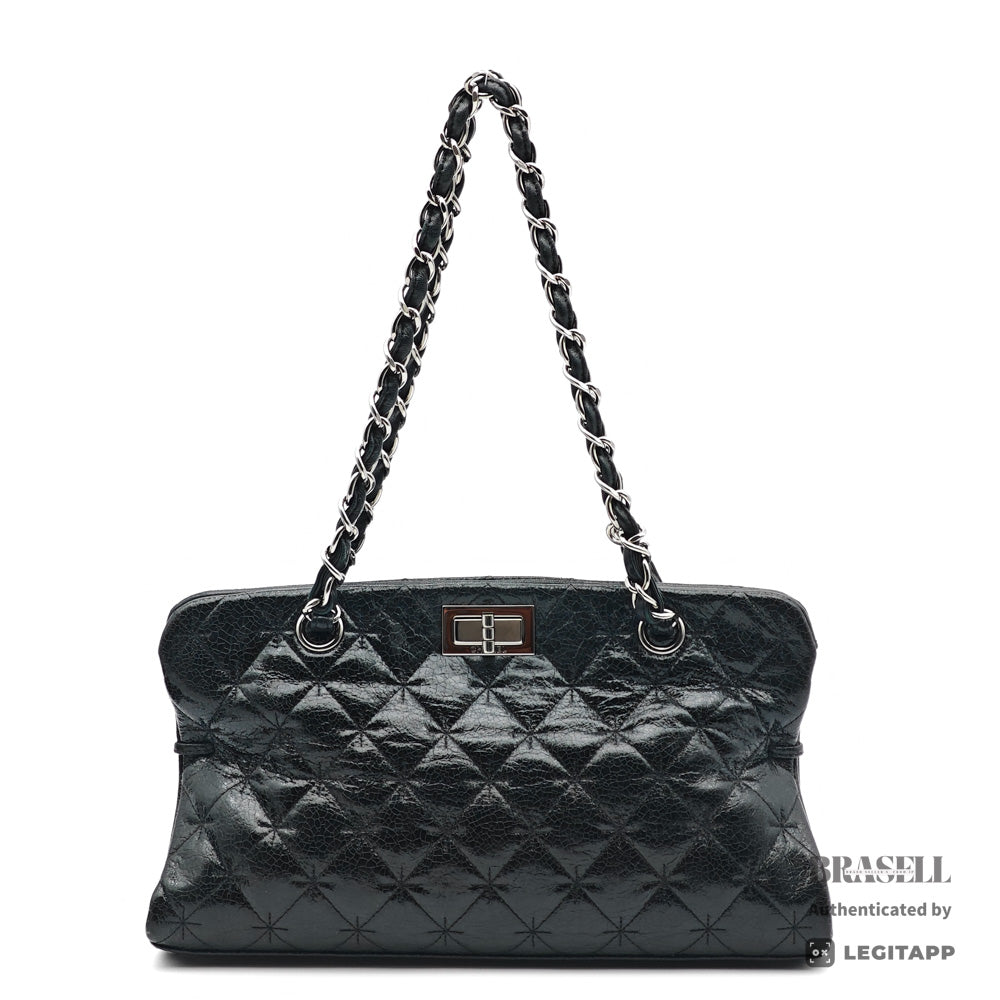 CHANEL 2.55 Matelasse Patent Leather Chain Shoulder Bag Black 【ImportFeeFREE】