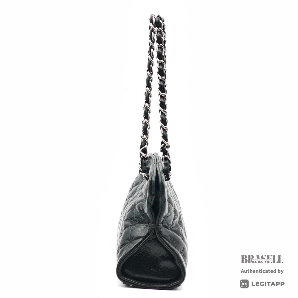 CHANEL 2.55 Matelasse Patent Leather Chain Shoulder Bag Black 【ImportFeeFREE】