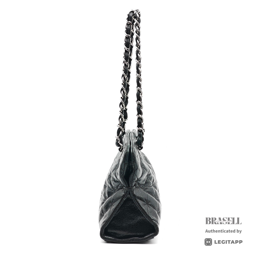 CHANEL 2.55 Matelasse Patent Leather Chain Shoulder Bag Black 【ImportFeeFREE】