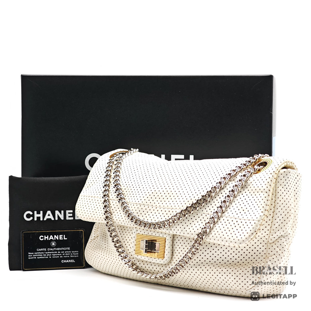 Chanel Perforated Leather ChainShoulder Bag White Women's 【ImportFeeFREE】