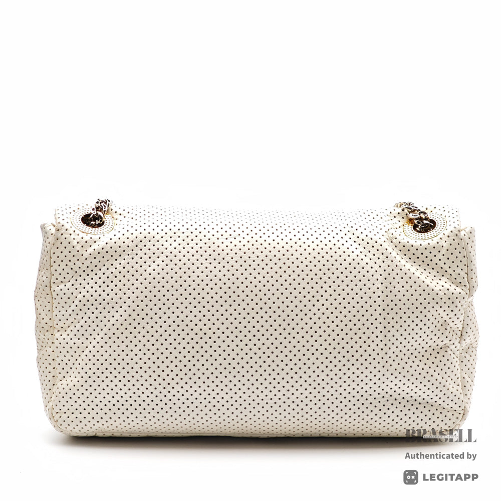 Chanel Perforated Leather ChainShoulder Bag White Women's 【ImportFeeFREE】
