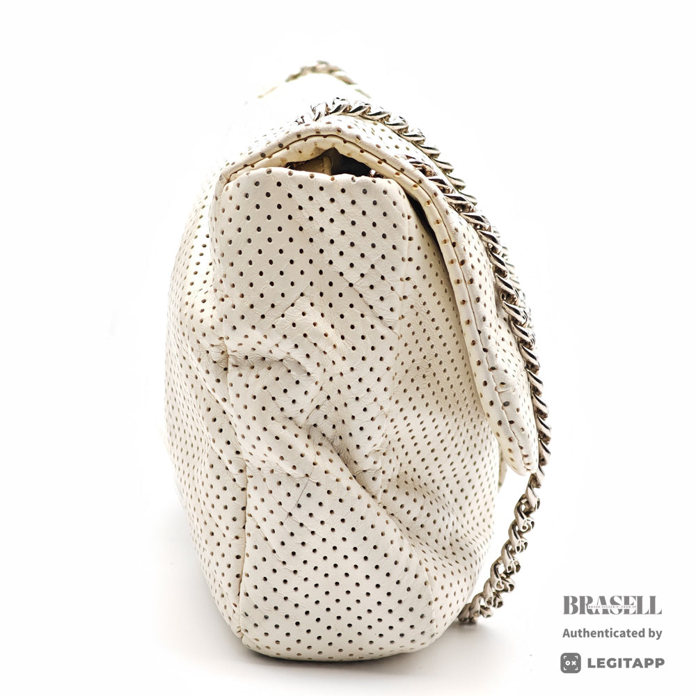 Chanel Perforated Leather ChainShoulder Bag White Women's 【ImportFeeFREE】