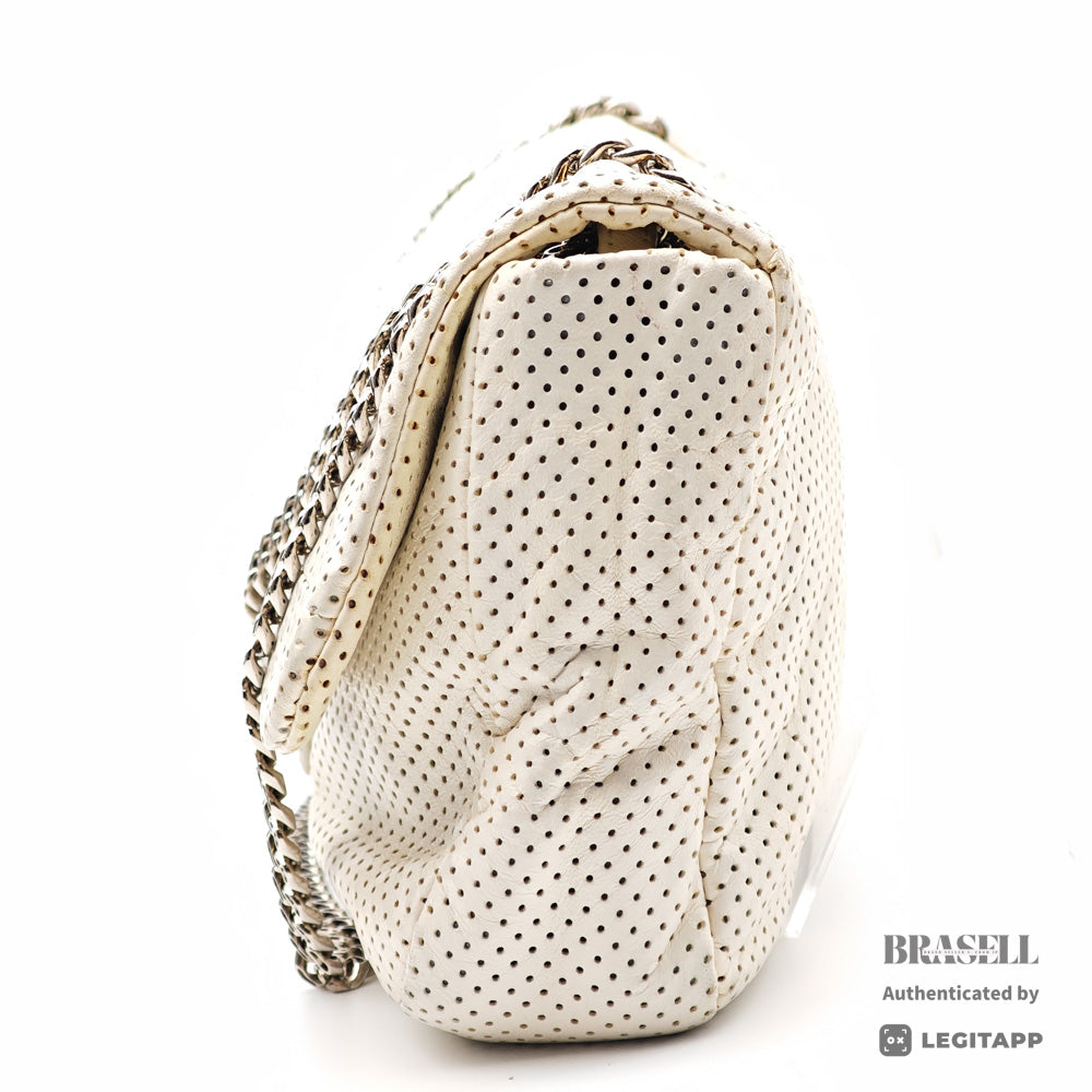 Chanel Perforated Leather ChainShoulder Bag White Women's 【ImportFeeFREE】