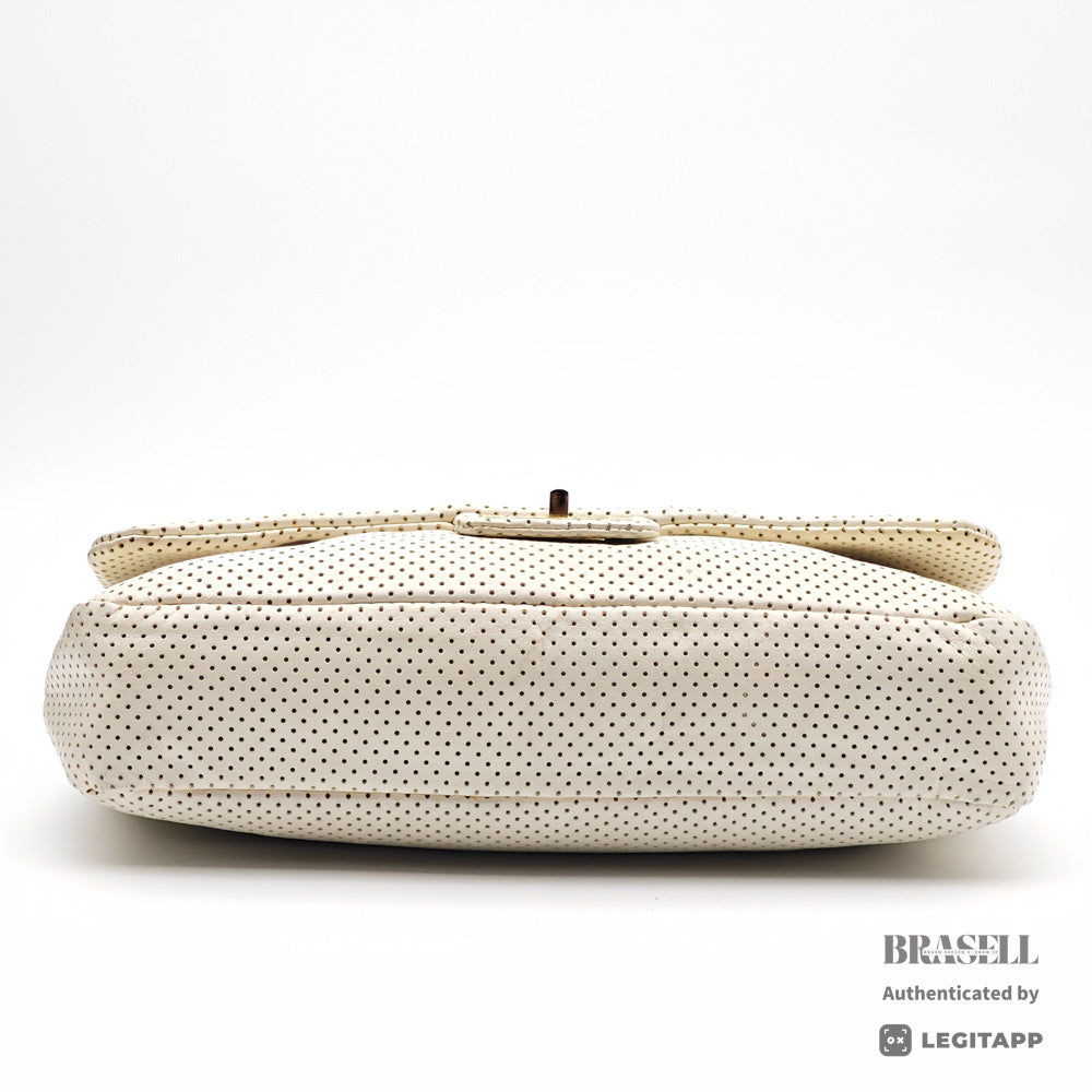 Chanel Perforated Leather ChainShoulder Bag White Women's 【ImportFeeFREE】