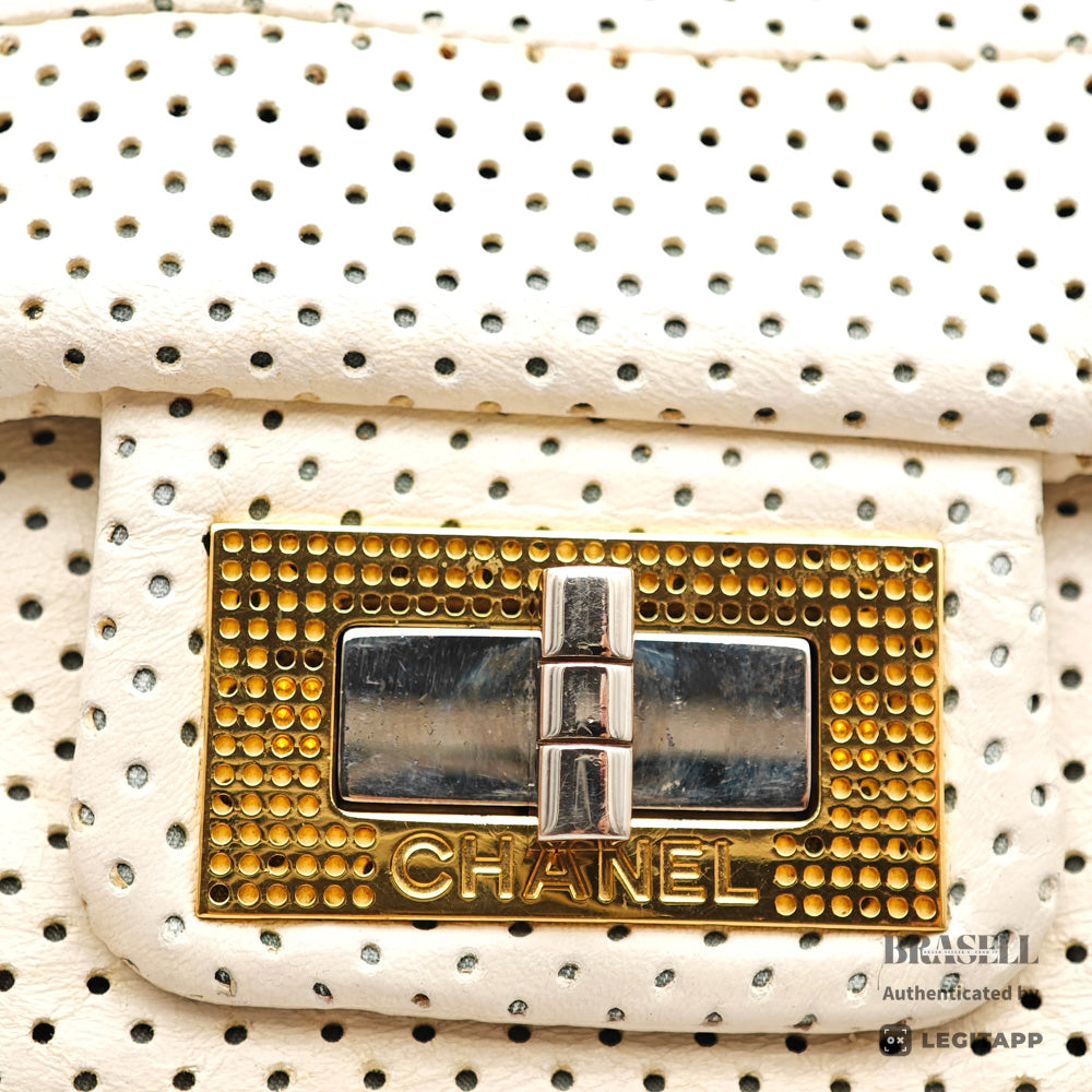 Chanel Perforated Leather ChainShoulder Bag White Women's 【ImportFeeFREE】