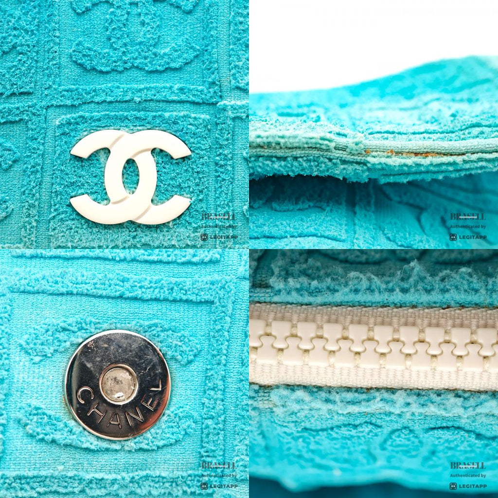 CHANEL Terry Cloth CC Logo Plastic Chain Shoulder Bag 【ImportFeeFREE】