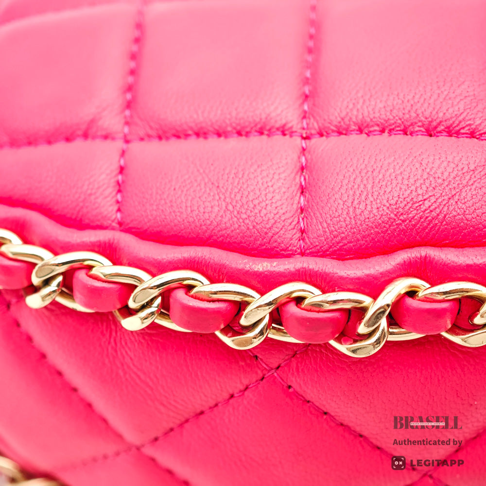 CHANEL Matelasse Pink Lambskin Chain Shoulder Bag【ImportFeeFREE】